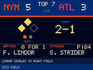 The Apple's screen showing a live game