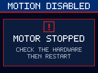 Motor stopped screen