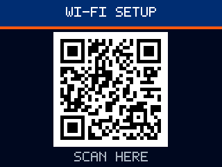 The Apple's screen: WI-FI SETUP with a QR code and SCAN HERE